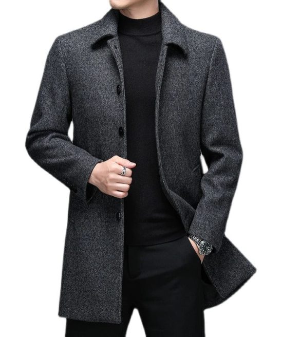 Men's Warm Casual Turn Down Collar Coat