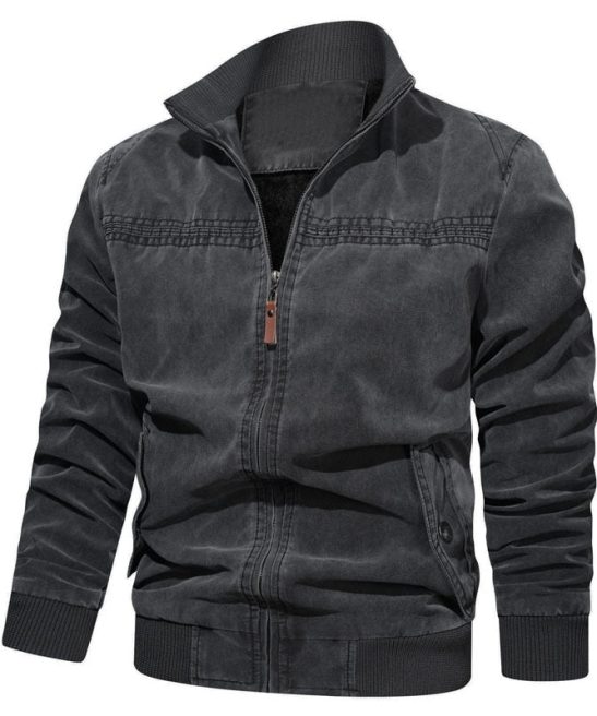 Men's Solid Cotton Bomber Jacket