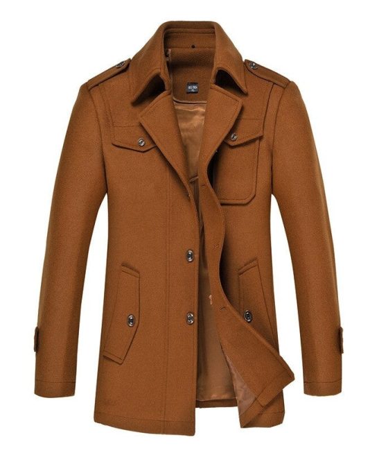Men's Casual Thick Woolen Long Coat